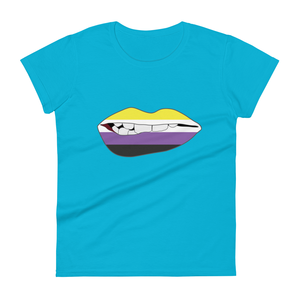 Biting Lips - Non-binary Flag Women's short sleeve t-shirt