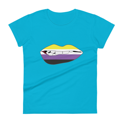 Biting Lips - Non-binary Flag Women's short sleeve t-shirt