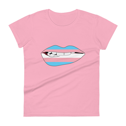 Biting Lips - Transgender Flag Women's short sleeve t-shirt