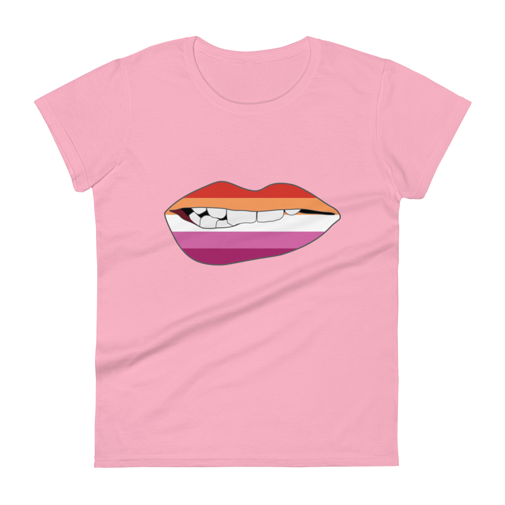 Biting Lips - Lesbian Flag Women's short sleeve t-shirt