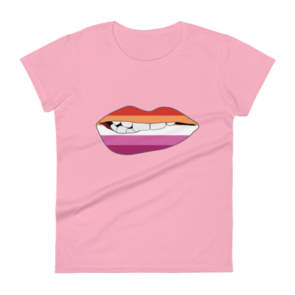 Biting Lips - Lesbian Flag Women's short sleeve t-shirt