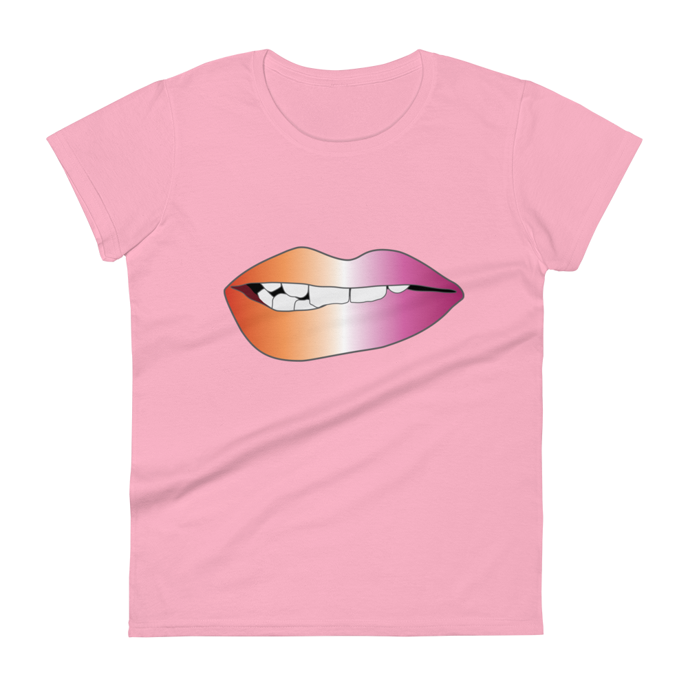 Biting Lips - Lesbian Pride - Gradient Women's short sleeve t-shirt