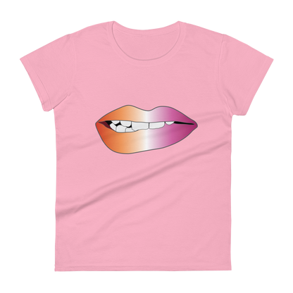 Biting Lips - Lesbian Pride - Gradient Women's short sleeve t-shirt