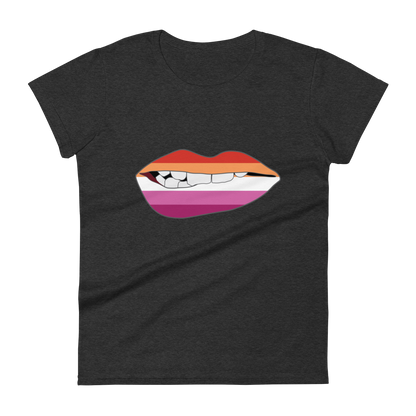 Biting Lips - Lesbian Flag Women's short sleeve t-shirt