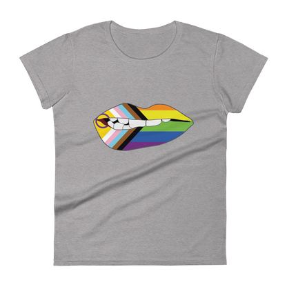 Biting Lips - Progress Pride Flag Women's short sleeve t-shirt