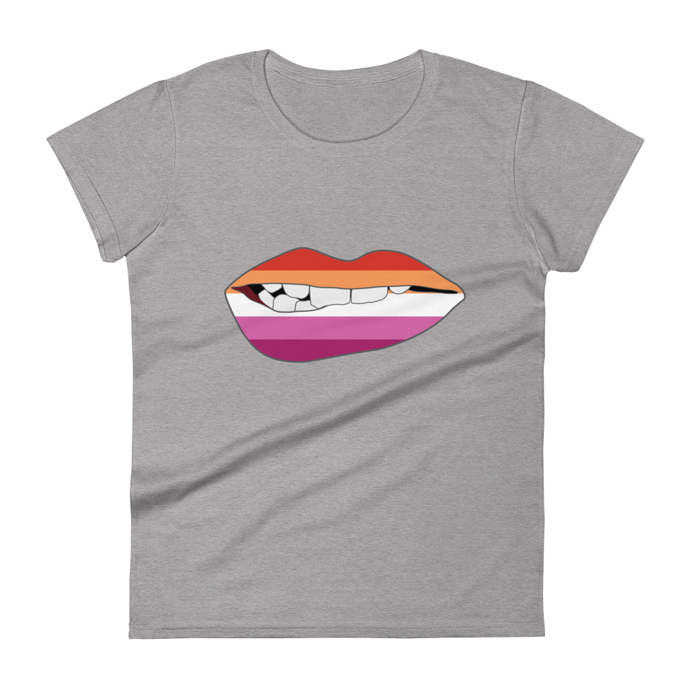 Biting Lips - Lesbian Flag Women's short sleeve t-shirt