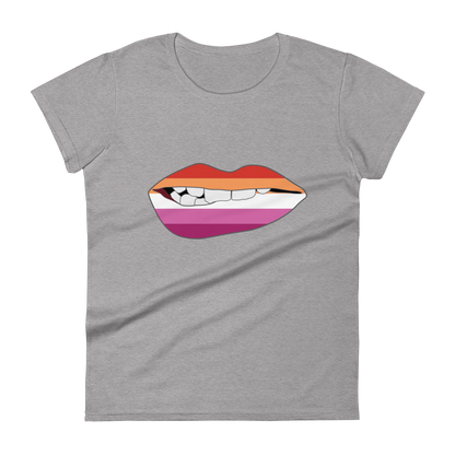 Biting Lips - Lesbian Flag Women's short sleeve t-shirt