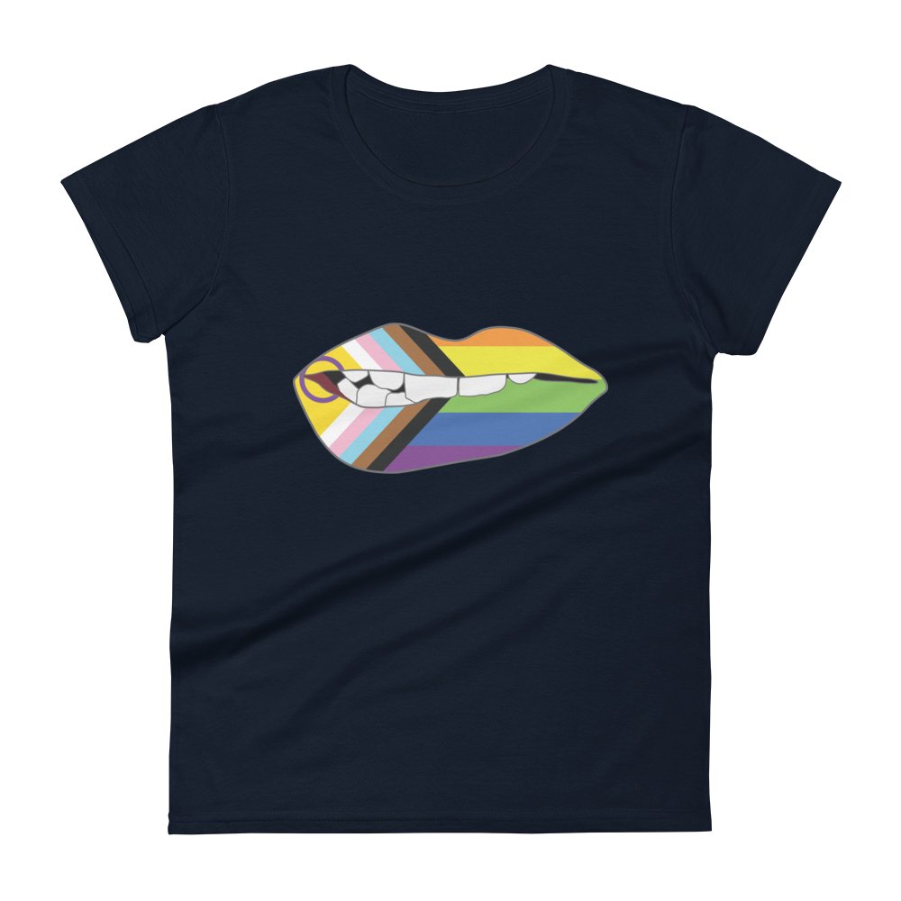 Biting Lips - Progress Pride Flag Women's short sleeve t-shirt