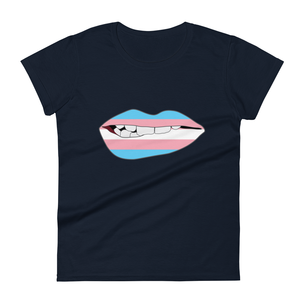 Biting Lips - Transgender Flag Women's short sleeve t-shirt