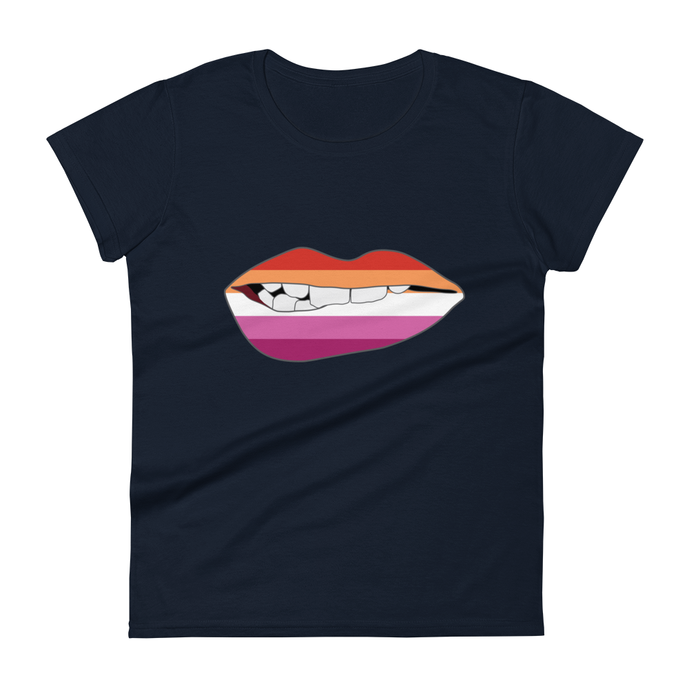 Biting Lips - Lesbian Flag Women's short sleeve t-shirt