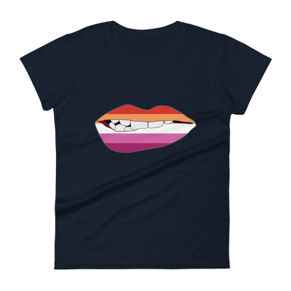 Biting Lips - Lesbian Flag Women's short sleeve t-shirt