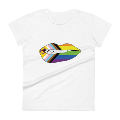 Biting Lips - Progress Pride Flag Women's short sleeve t-shirt