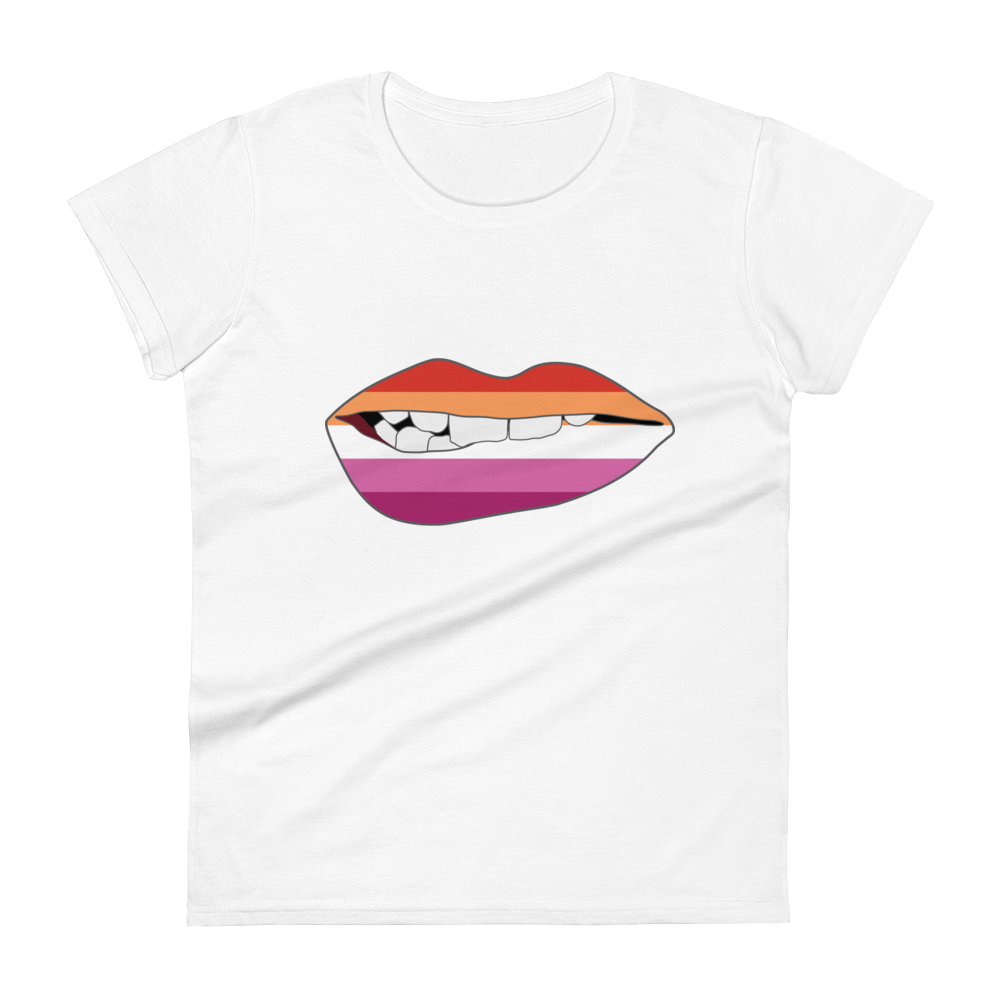 Biting Lips - Lesbian Flag Women's short sleeve t-shirt