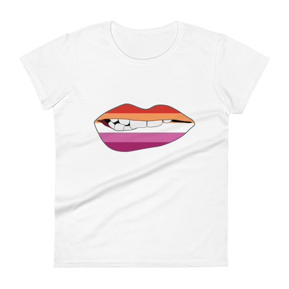 Biting Lips - Lesbian Flag Women's short sleeve t-shirt