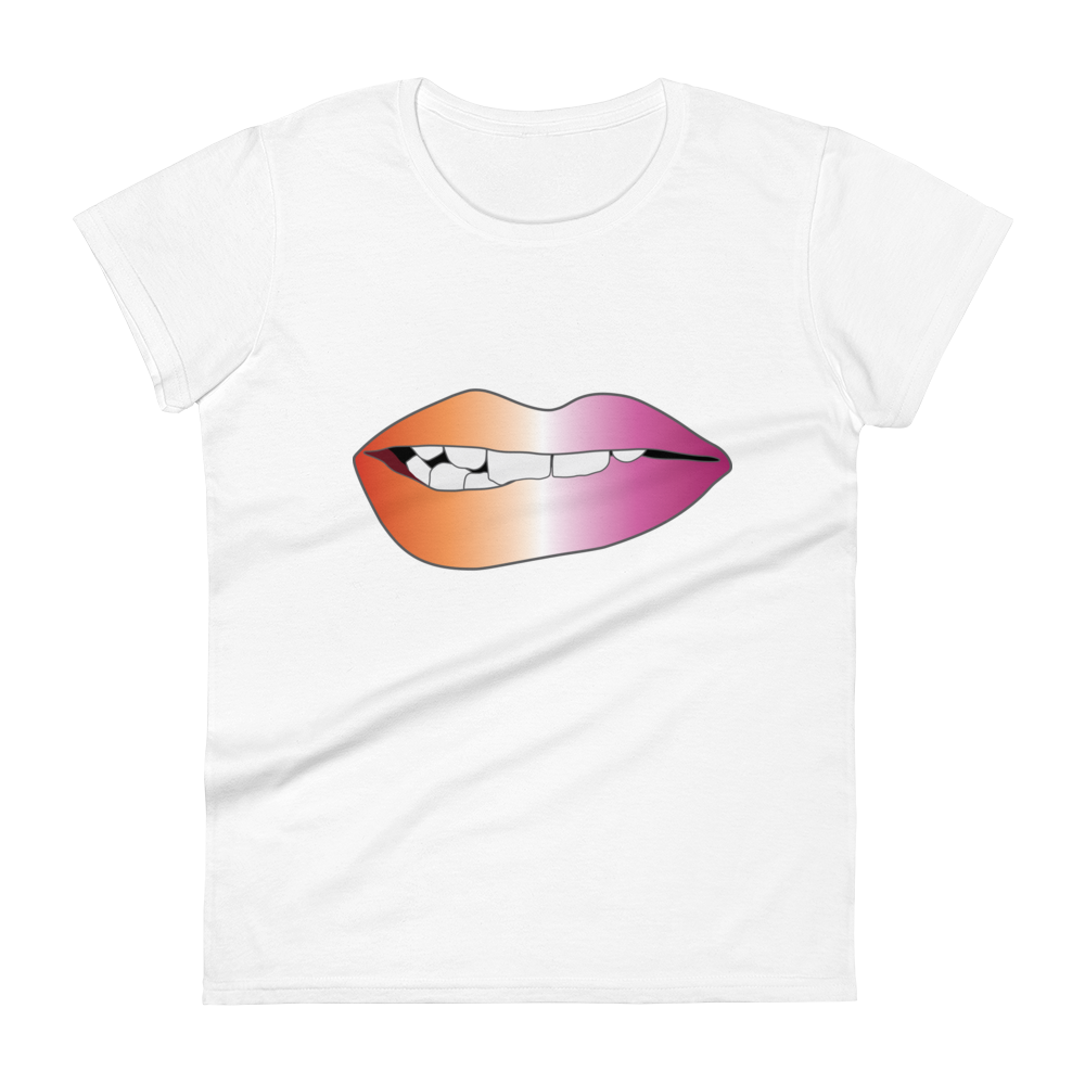 Biting Lips - Lesbian Pride - Gradient Women's short sleeve t-shirt