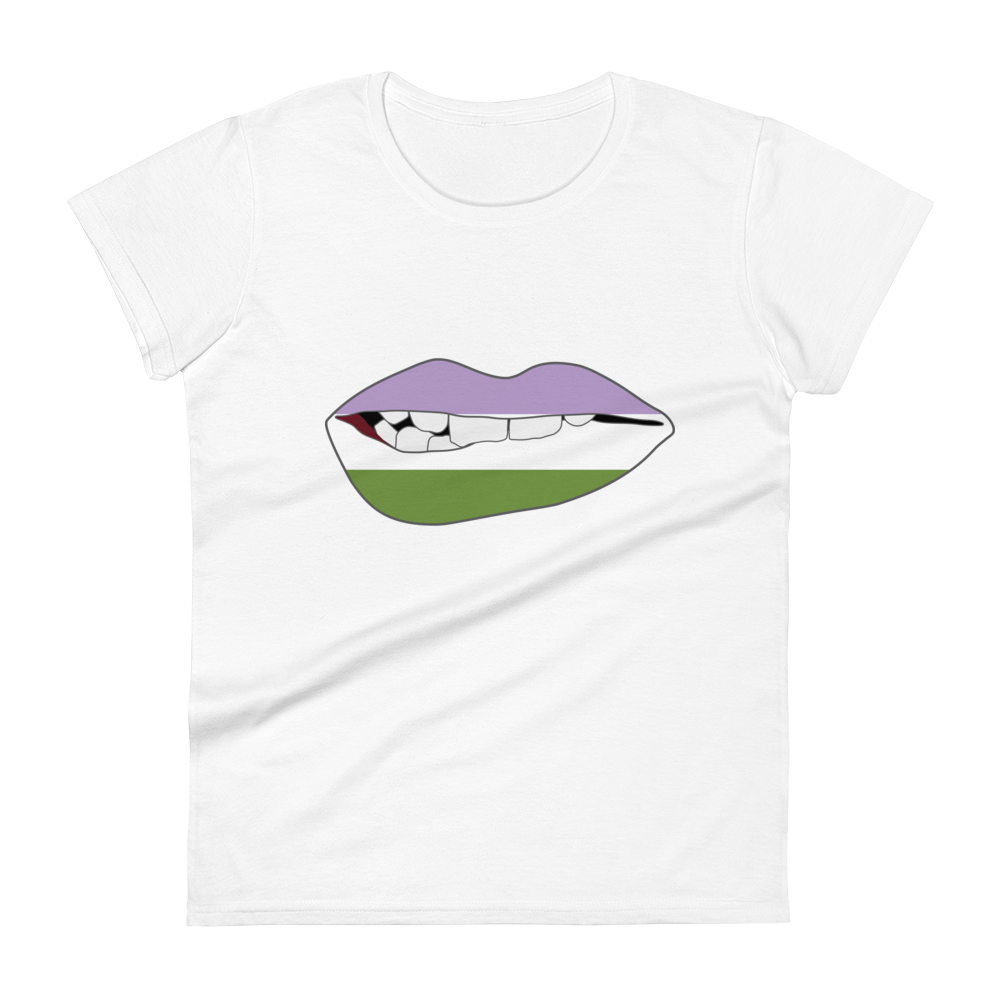 Biting Lips - Genderqueer Flag Women's short sleeve t-shirt