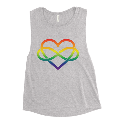 Polyamory Infinity Heart - Rainbow Ladies’ Muscle Tank