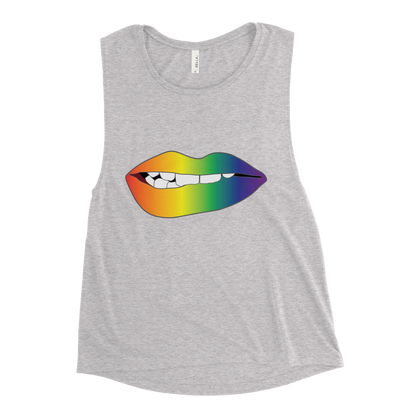 Biting Lips - Rainbow Pride - Gradient Ladies’ Muscle Tank