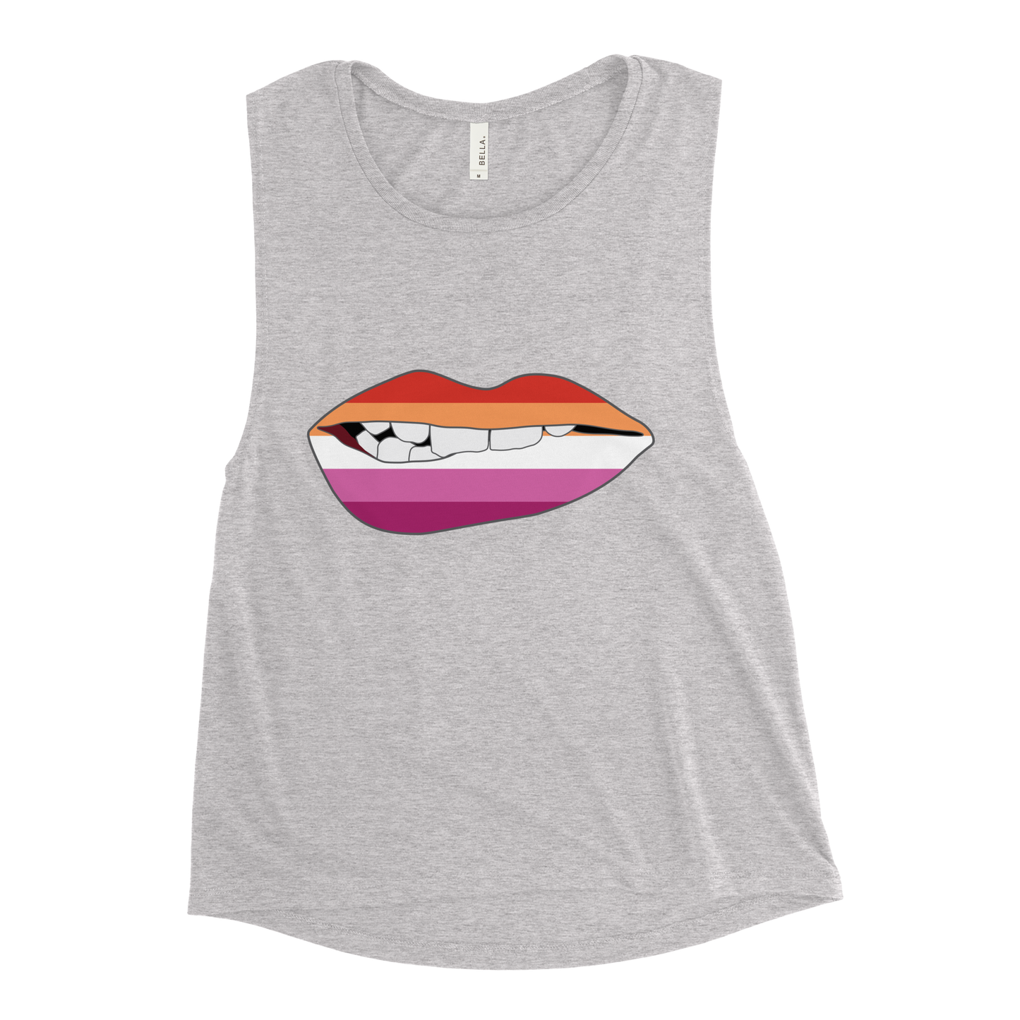 Biting Lips - Lesbian Flag Ladies’ Muscle Tank