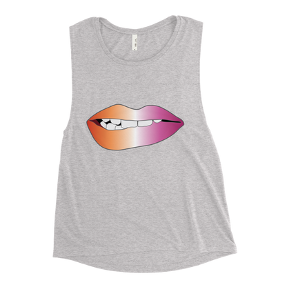 Biting Lips - Lesbian Pride - Gradient Ladies’ Muscle Tank