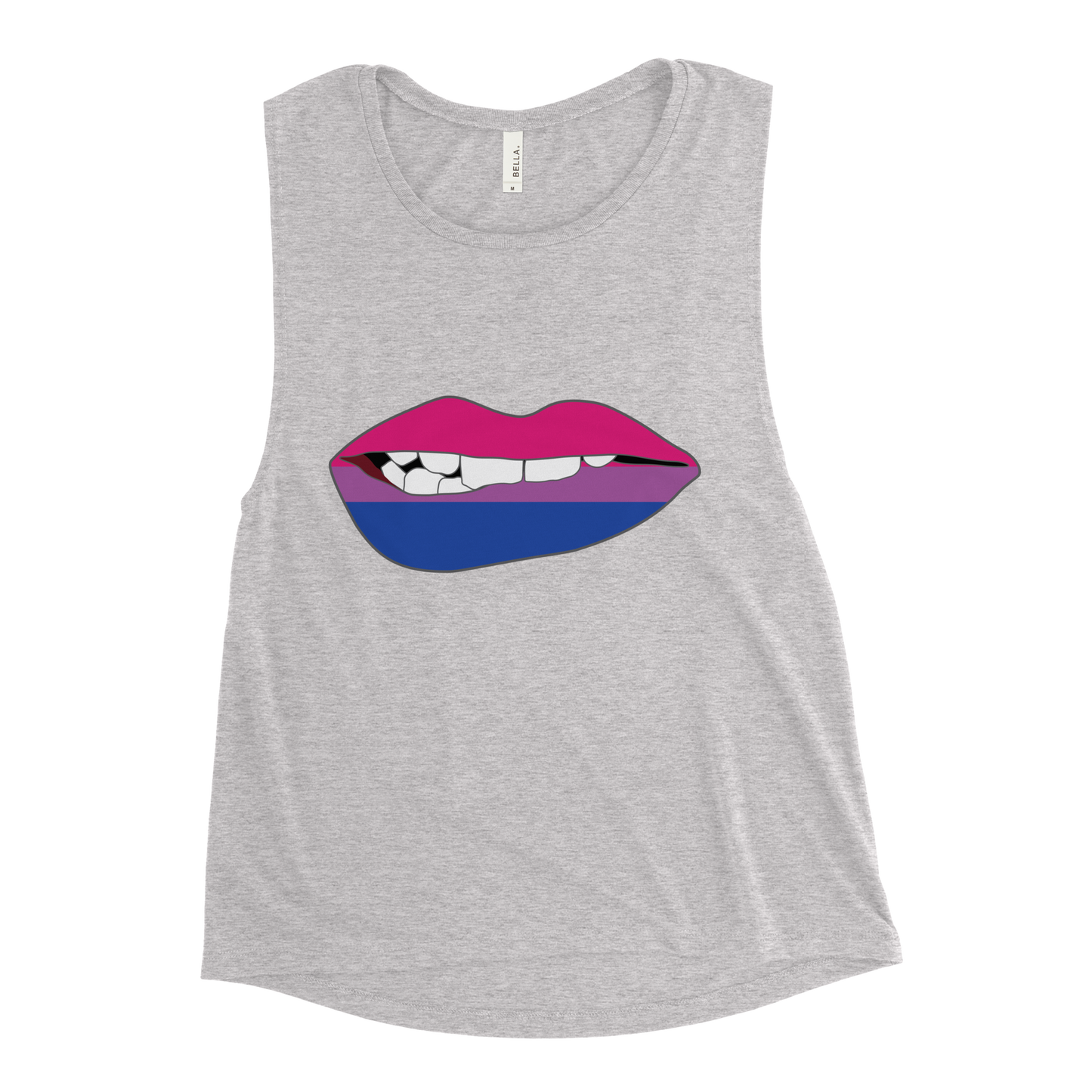 Biting Lips - Bisexual Flag Ladies’ Muscle Tank