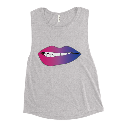 Biting Lips - Bisexual Pride - Gradient Ladies’ Muscle Tank