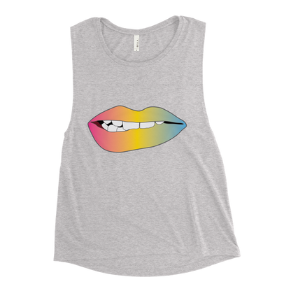 Biting Lips - Pansexual Pride - Gradient Ladies’ Muscle Tank