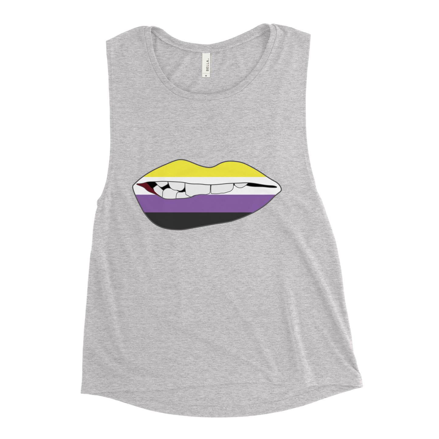 Biting Lips - Non-binary Flag Ladies’ Muscle Tank