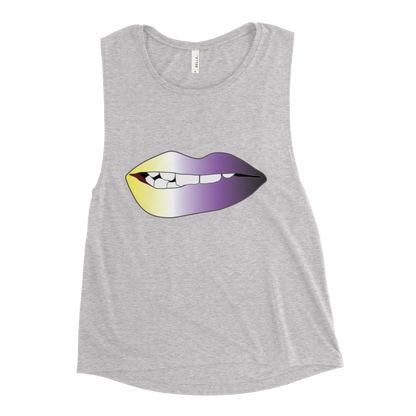 Biting Lips - Non-binary Pride - Gradient Ladies’ Muscle Tank