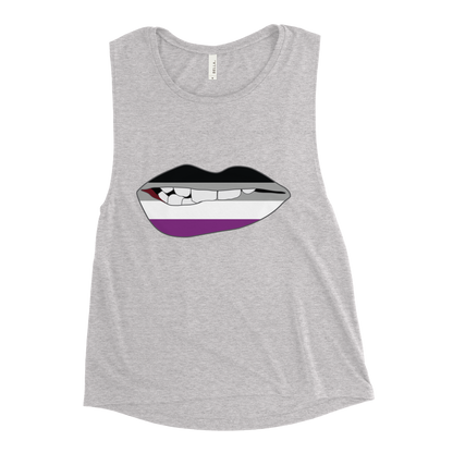 Biting Lips - Asexual Flag Ladies’ Muscle Tank