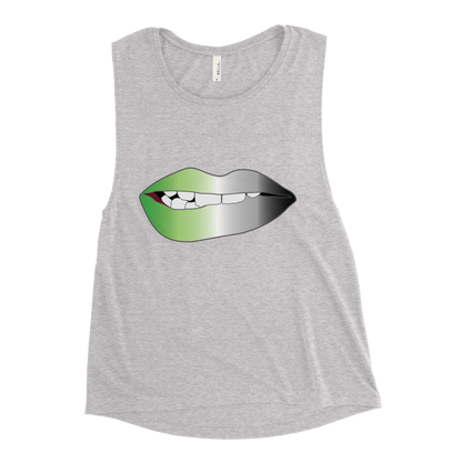 Biting Lips - Aromantic Pride - Gradient Ladies’ Muscle Tank