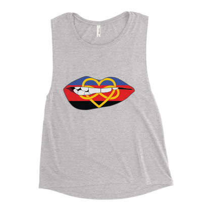 Biting Lips - Polyamory Flag Ladies’ Muscle Tank