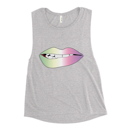 Biting Lips - Genderfae Pride - Gradient Ladies’ Muscle Tank