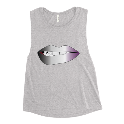 Biting Lips - Asexual/Demisexual Pride - Gradient Ladies’ Muscle Tank