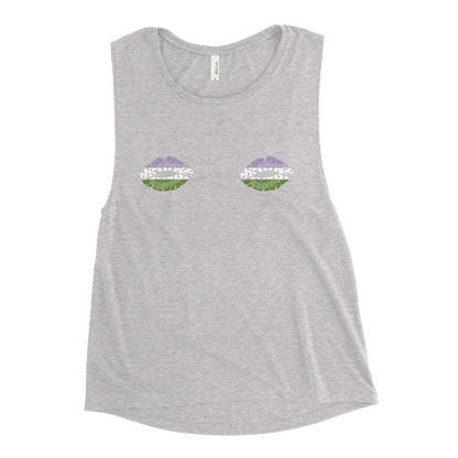 Genderqueer Boob Kisses Ladies’ Muscle Tank