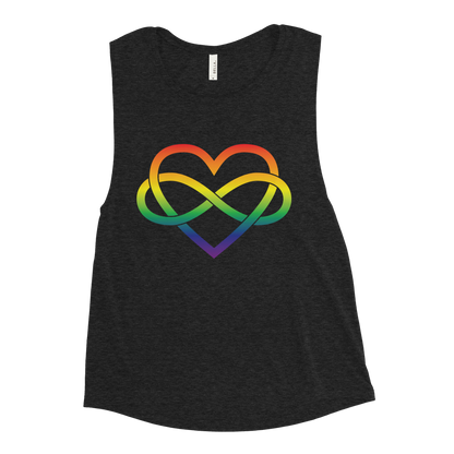 Polyamory Infinity Heart - Rainbow Ladies’ Muscle Tank