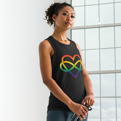 Polyamory Infinity Heart - Rainbow Ladies’ Muscle Tank