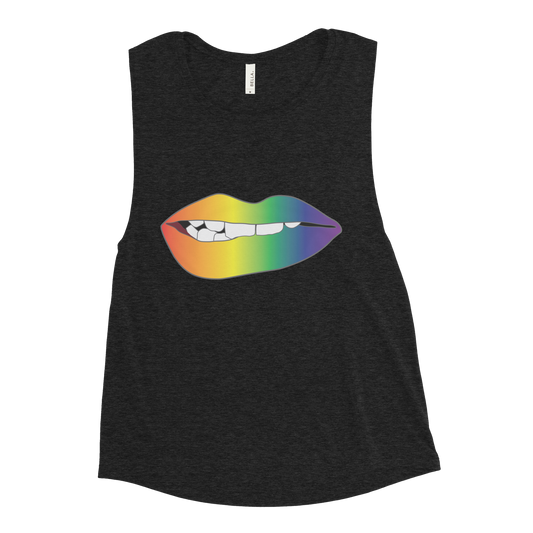 Biting Lips - Rainbow Pride - Gradient Ladies’ Muscle Tank