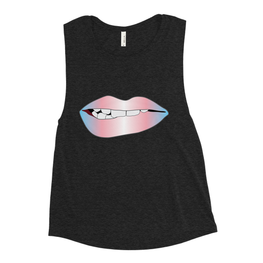 Biting Lips - Transgender Pride - Gradient Ladies’ Muscle Tank