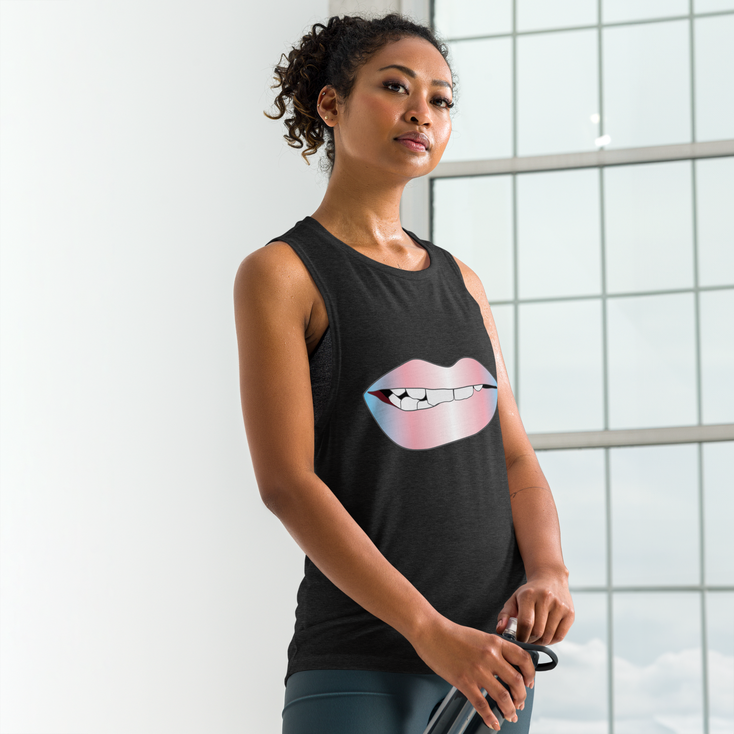 Biting Lips - Transgender Pride - Gradient Ladies’ Muscle Tank