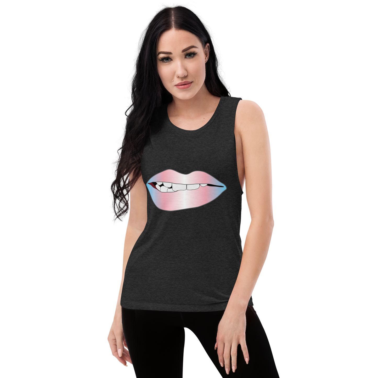 Biting Lips - Transgender Pride - Gradient Ladies’ Muscle Tank