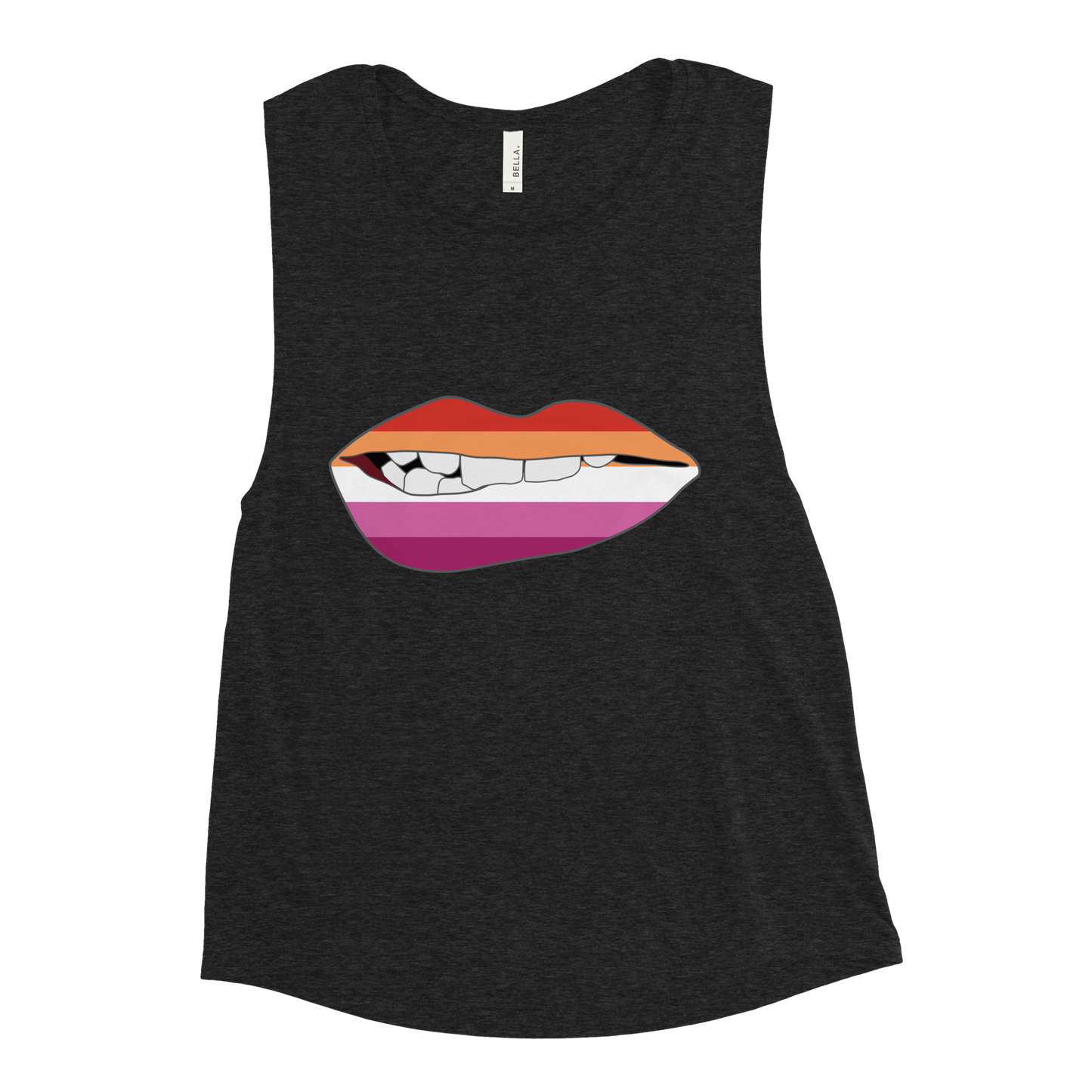 Biting Lips - Lesbian Flag Ladies’ Muscle Tank