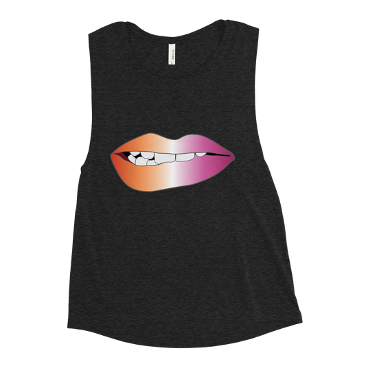 Biting Lips - Lesbian Pride - Gradient Ladies’ Muscle Tank