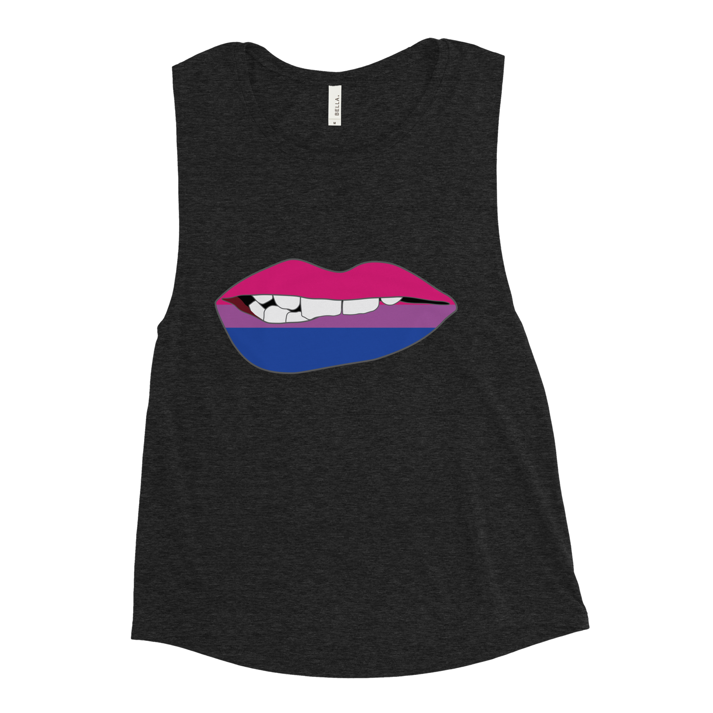 Biting Lips - Bisexual Flag Ladies’ Muscle Tank