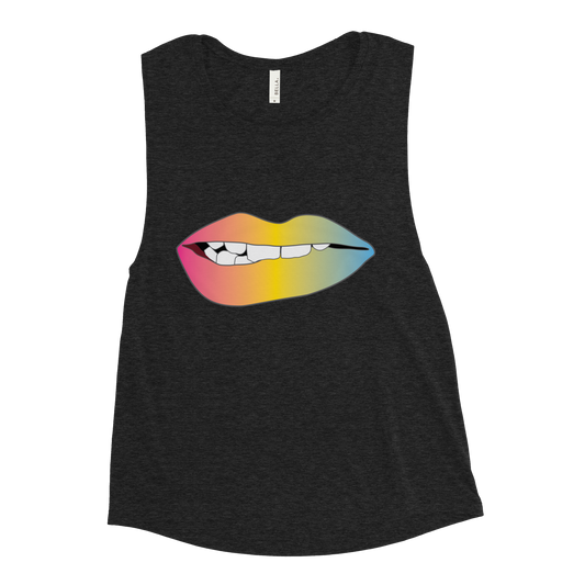 Biting Lips - Pansexual Pride - Gradient Ladies’ Muscle Tank