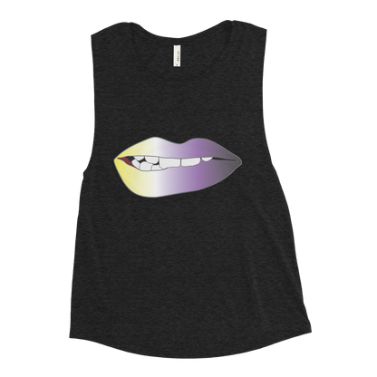 Biting Lips - Non-binary Pride - Gradient Ladies’ Muscle Tank