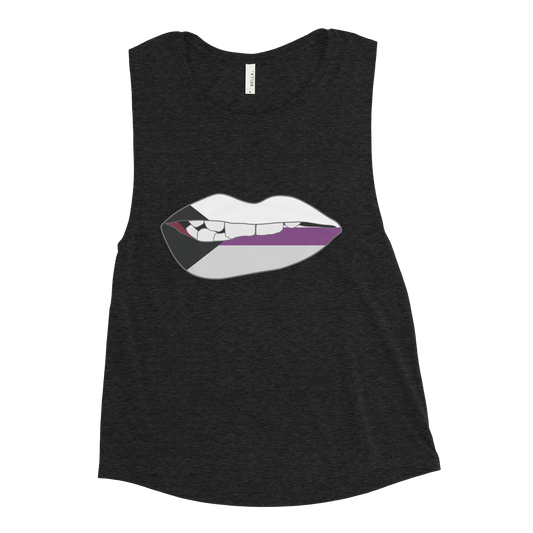 Biting Lips - Demisexual Flag Ladies’ Muscle Tank