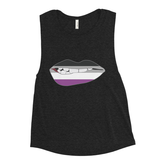 Biting Lips - Asexual Flag Ladies’ Muscle Tank