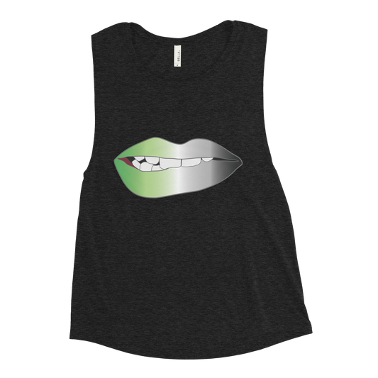 Biting Lips - Aromantic Pride - Gradient Ladies’ Muscle Tank