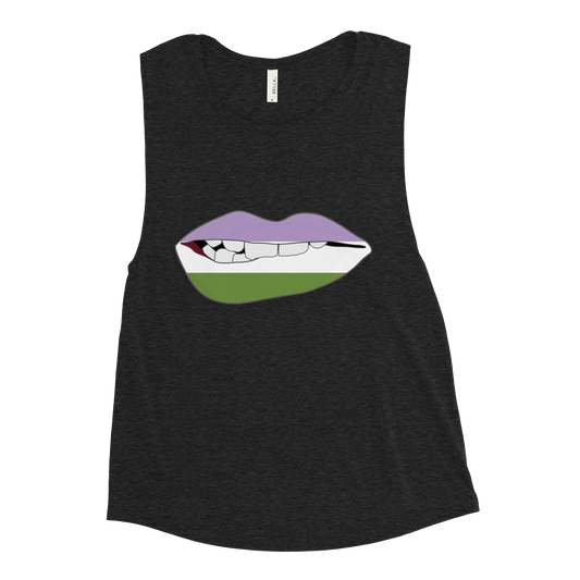 Biting Lips - Genderqueer Flag Ladies’ Muscle Tank